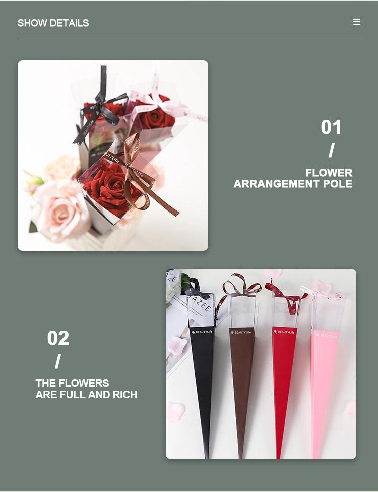 Decorative Paper Bag for Flower Bouquet, Paper Board Floral Hug Bucket with Ribbon Handles, Gift Collocation Packaging Box