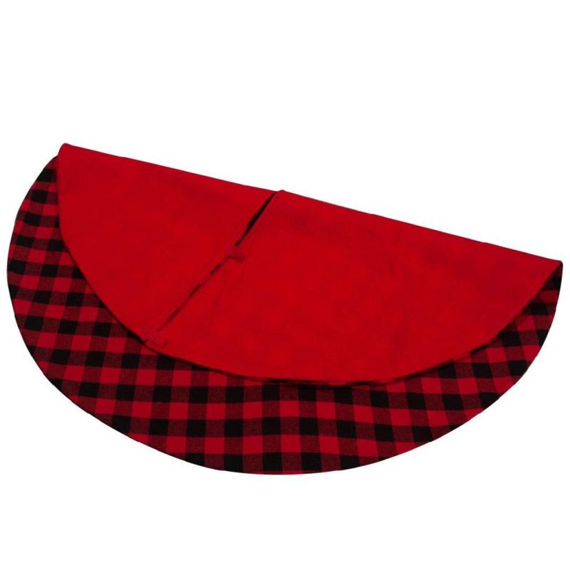 2020 New Christmas Red and Black Plaid Tree Skirt Cross Border Hot Sale Christmas Tree Skirt Apron Christmas Tree Decorations