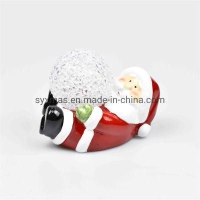 Merry Christmas Ceramic Santa Gifts Decoration Ornaments with LED Lights