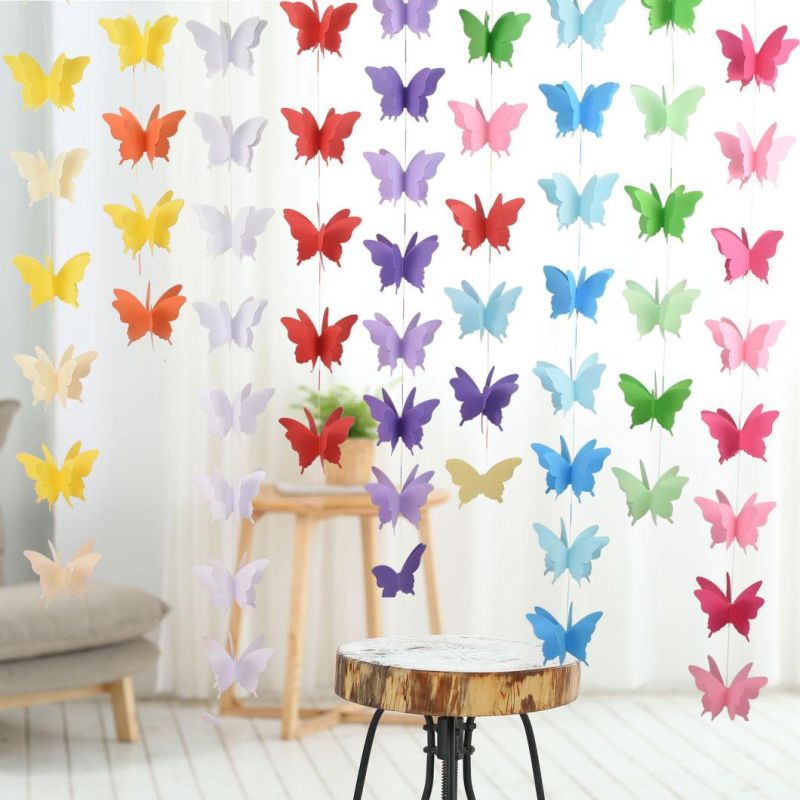 Party Room Decoration Colorful Paper Butterfly Hanging Ornament