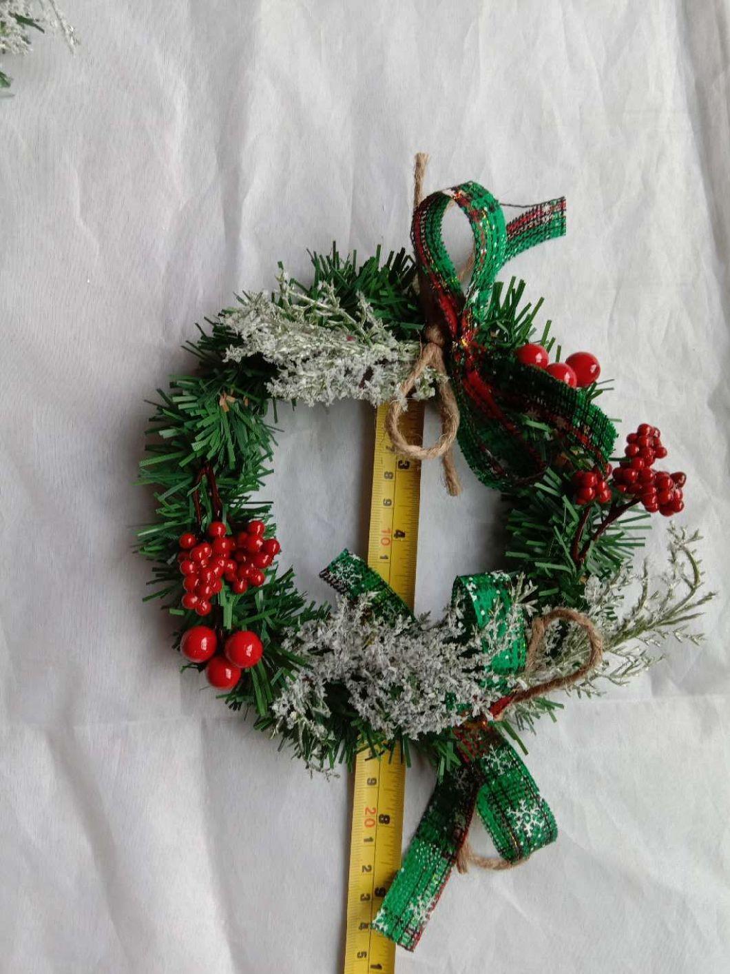Artificial Plastic Christmas Wreath with Decorated