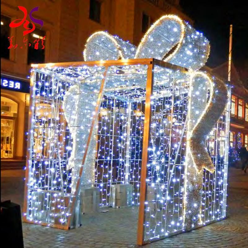 Acrylic LED Gift Box Motif Lights Shopping Mall Decorative Lights