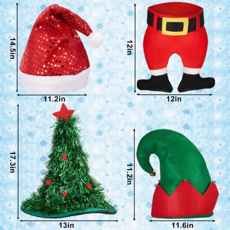 12 Pieces Christmas Santa Hat Xmas Non Woven Fabric Hat Santa Plaid Cap for Xmas Holiday Party (Red Black and Black White)