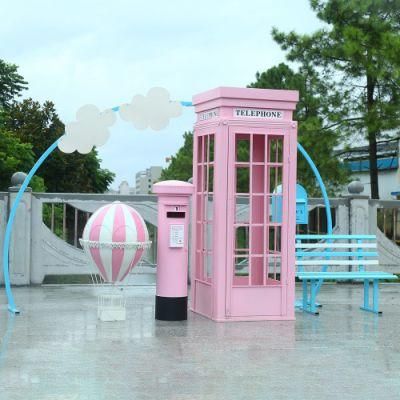 Wedding Decoration Support OEM Iron Metal Material London Pink Telephone Booth for Indoor out Door