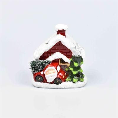 Hot Sale Light up House Shaped Ceramic Christmas Decorations