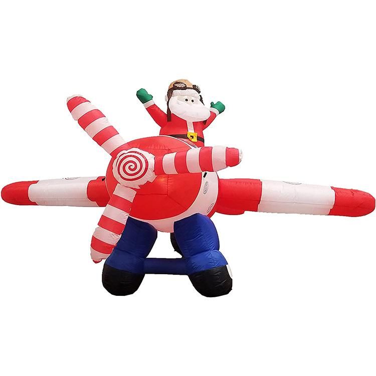Hot Sale Inflatable Santa Claus in Plane/Christmas Inflatable Plane with Santa Claus