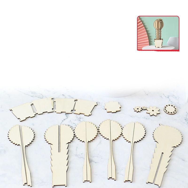 Wood DIY Crafts Cutouts Wooden Cactus Tabletop Decoration for DIY Projects Cactus