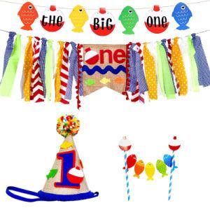Baby Ocean Happy Birthday Theme Decoration Dining Chair Streamer Set
