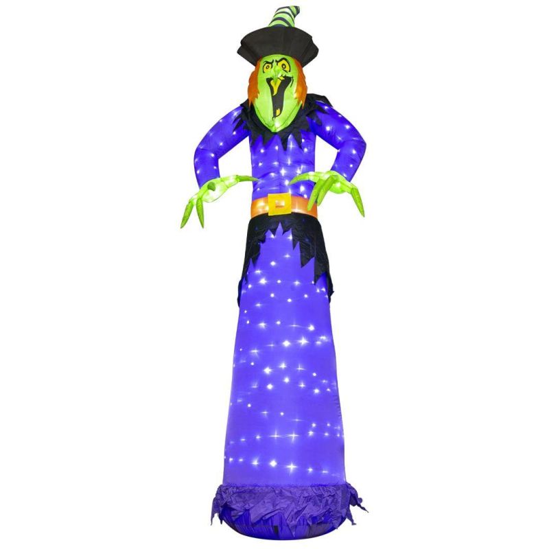 10FT Halloween Inflatable Witch Blow up Yard Decorations with 248 Built-in LED Lights for Outdoor Holiday Party Decoration Lawn Garden Dé Cor
