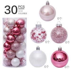 Christmas Decorations 6cm/30PCS Pink Transparent Ball Christmas Ball Set Christmas Tree Pendant