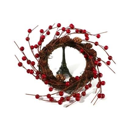 Christmas Wreath with Flower Leaf Pinecone Red Berry