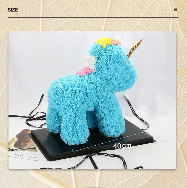 Inunion Factory Direct Sale Lovely Foam Unicorn PE Foam Rose Bear Made From Rose