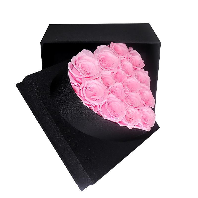 Japanese Technology Beautiful and Romantic Valentines′ Day Gift Preserved Roses Flower 16 Roses in Heart Gift Box