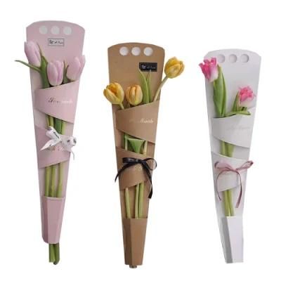 Flower Bouquet Rose Flower Gift Box Cone Packaging Bag DIY Flower Holder for Valentines Day