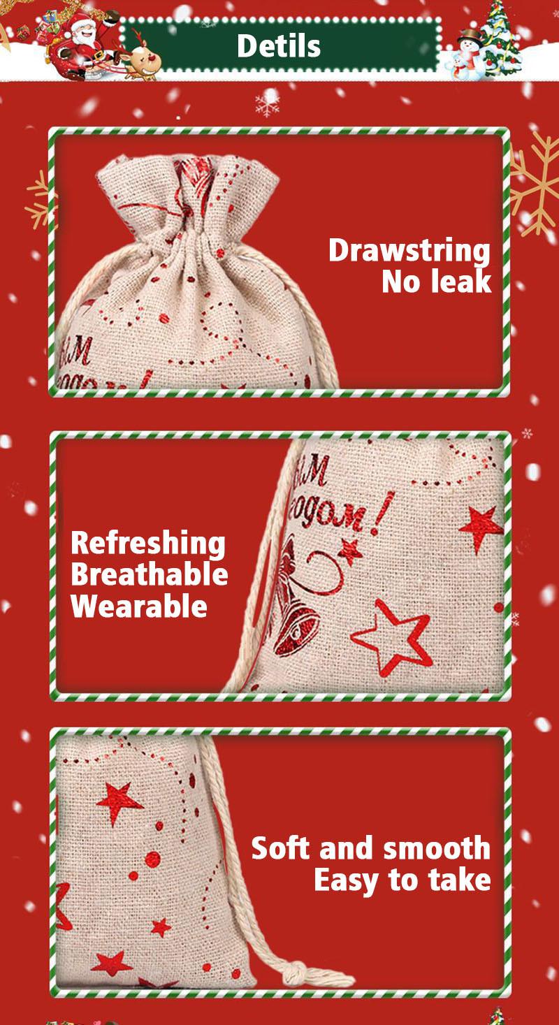 Christmas Decorations Candy Drawstring Cotton Gift Bag Advent Calendar Countdown 24 PCS Sets