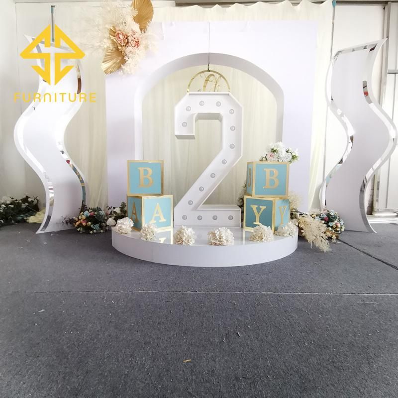 New Design Luxury Modern Wedding Banquet Event Decoration PVC White Backdrop