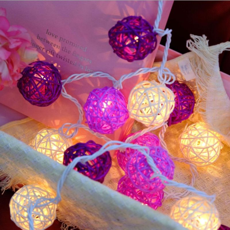 LED Gold Pink White Colorful Cotton Balls String Lights