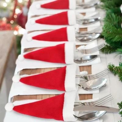 Tableware Holder Bag Christmas Hats Fork Sets Christmas Table Decorations