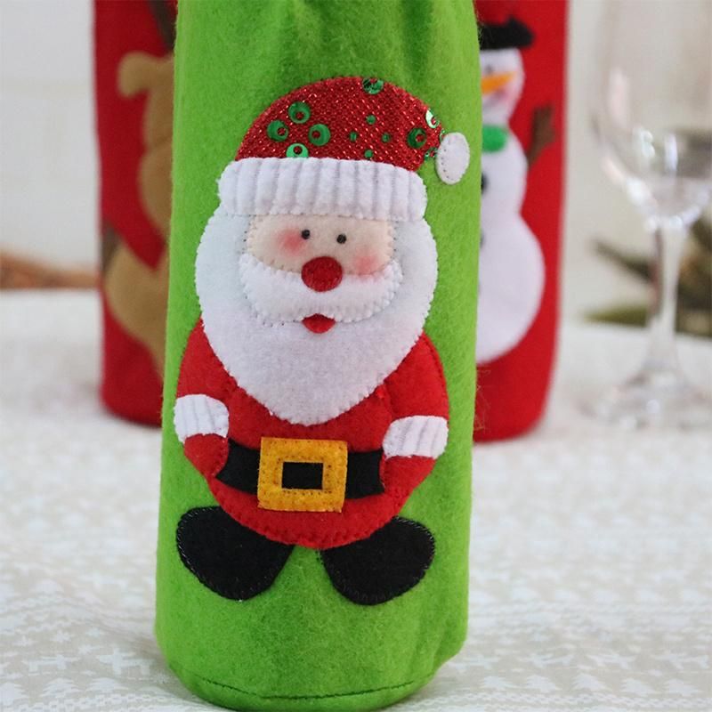 Christmas Sequin Patch Embroidered Wine Bottle Bag Xmas Gift