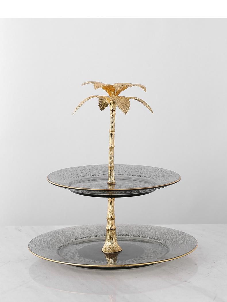 Light Luxury Brass Decor Plate Fruit Coconut Tree Ornament Creative Decoration for Bedroom
