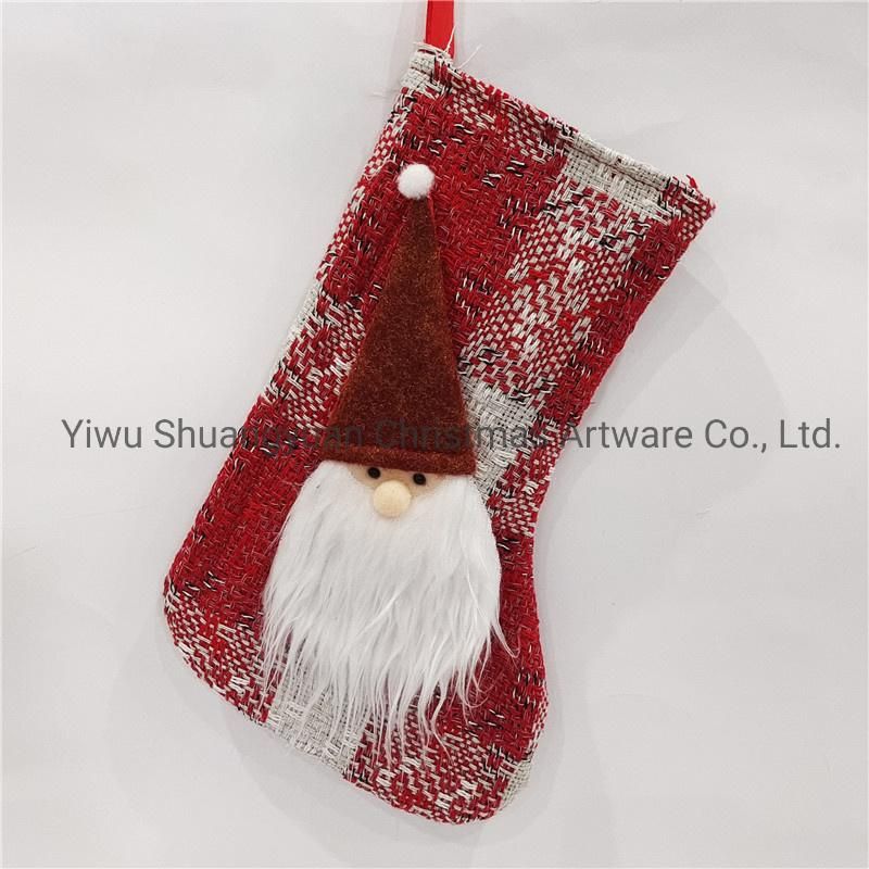 Handmade Custom Stuffed Animal Head Plush Baby Felt Plain Felt Santa Christmas Stocking