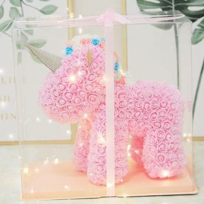 PE Soap Rose Flower Bear Unicorn with Clear Package Box and Light on Sale
