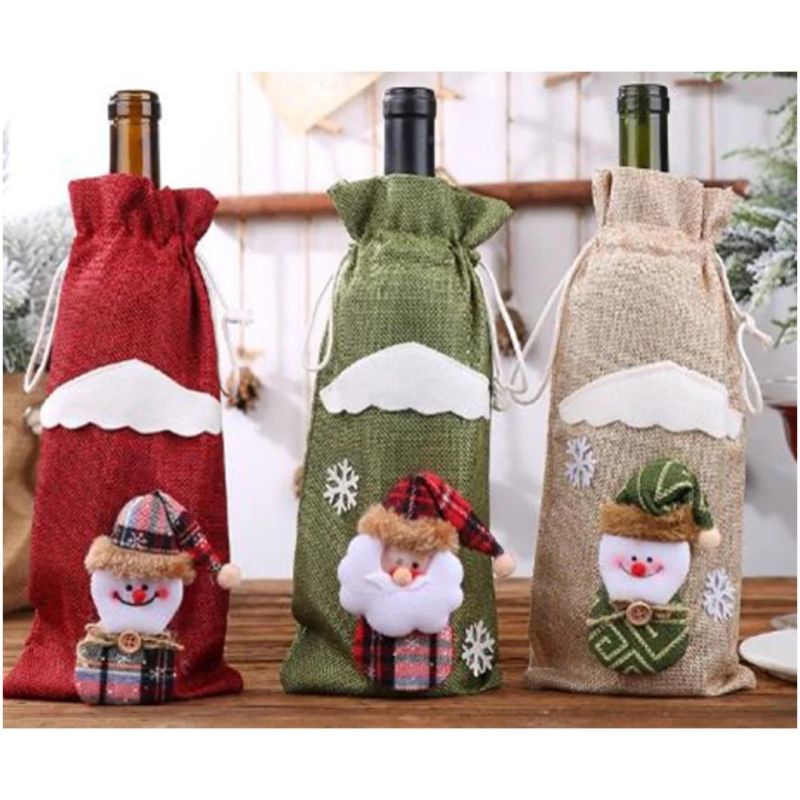 Cute Christmas Sweater Wine Bottle Cover, Handmade Wine Bottle Sweater for Christmas Decorations Cute Christmas Sweater Party Decorations