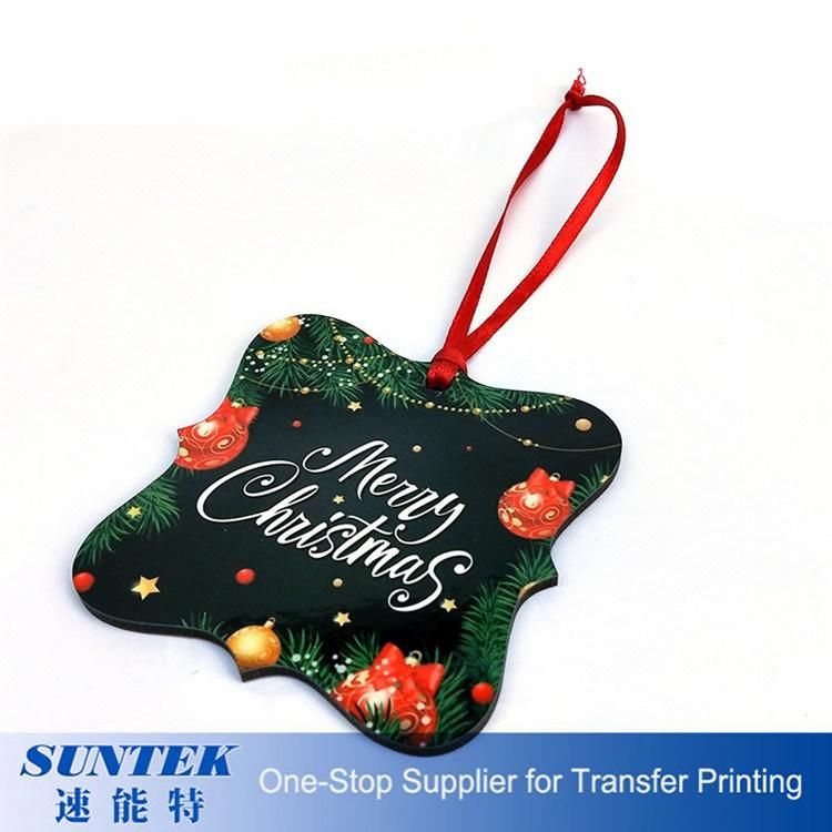 Square Christmas Ornament Supplier Sublimation Wooden Christmas Ornament Heat Press Xmas Decoration