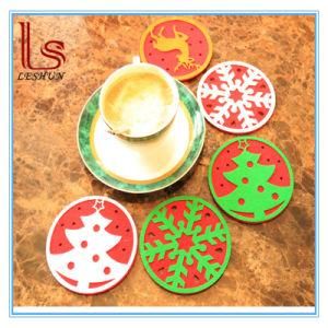Wholesale New Christmas Decorations Non Woven Coffee Cup Mat Coaste