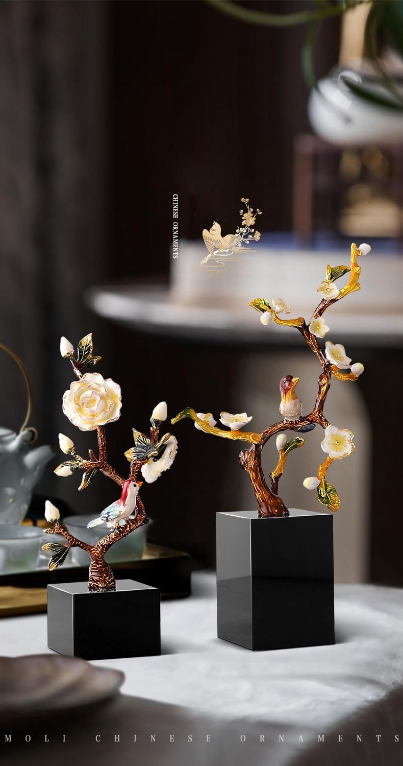 Chinese Bathroom Accessories Set Zinc Alloy Plum Blossom Tree Decorations House Rustic Ornaments