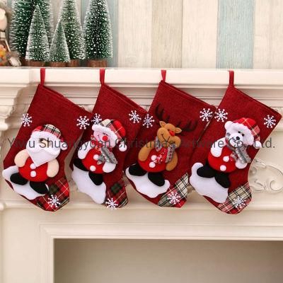 Large Christmas Stockings Santa Elk Fabric Gift Socks Christmas Lovely Stockings for Children Fireplace Tree Christmas Decoration