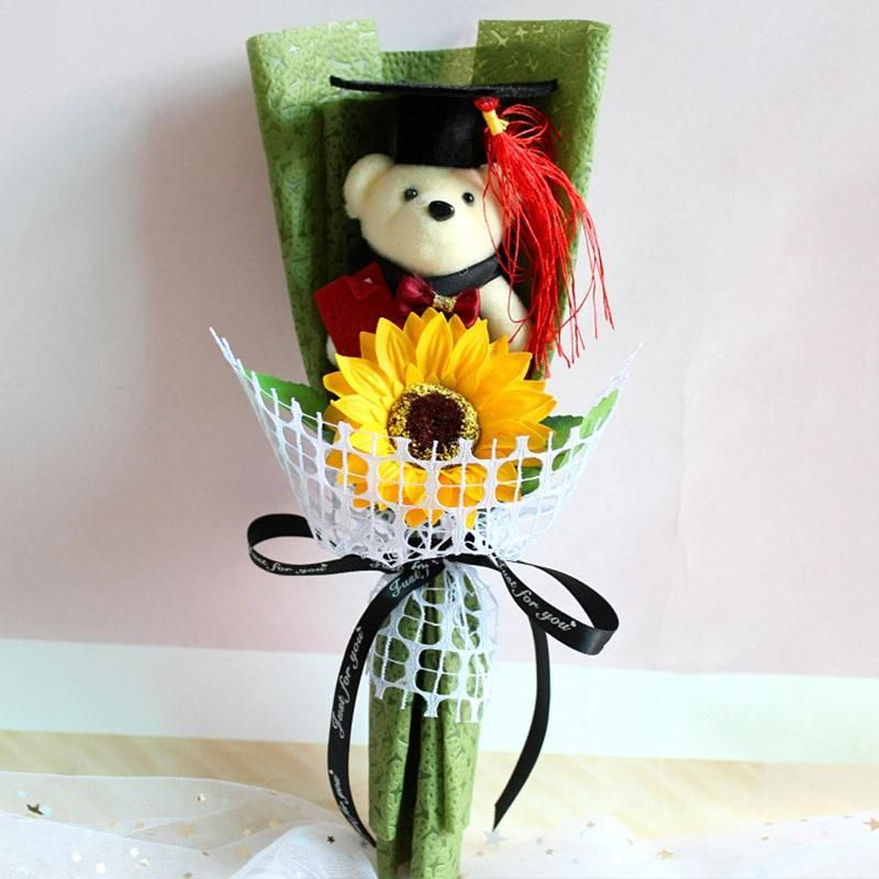 Congrats Grad Gift Graduation Bear Teddy Graduation Bouquet Rose Flower Bear Party Decorations Supplies Favor