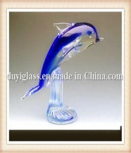 Blue Dolphin Blow Glass Ornament Craft for Decoration