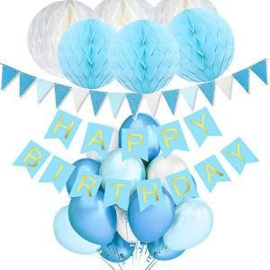 Birthday Party Decorations Blue Birthday Banner Latex Balloon Set