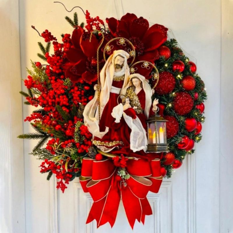 OEM 30cm 40cm Dia Christmas Wreath for Holiday Time Decorates