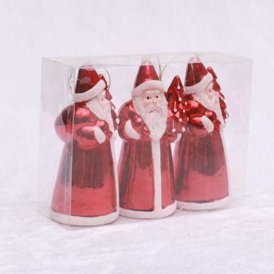 Hot Sale Plastic Santa Ornaments with Painted Christmas Decoration