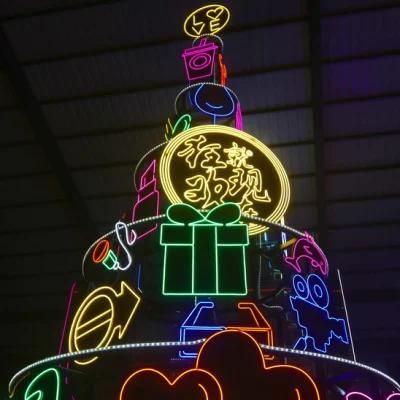 Shopping Mall Advertising Lighting Christmas Tree with Custom Light Ornaments