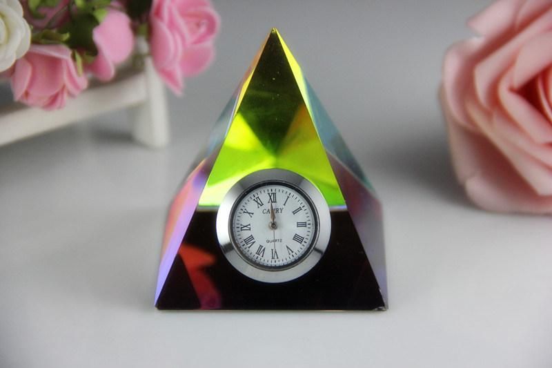 Crystal Clock/Watch Pyramid for Home Decoration Gift