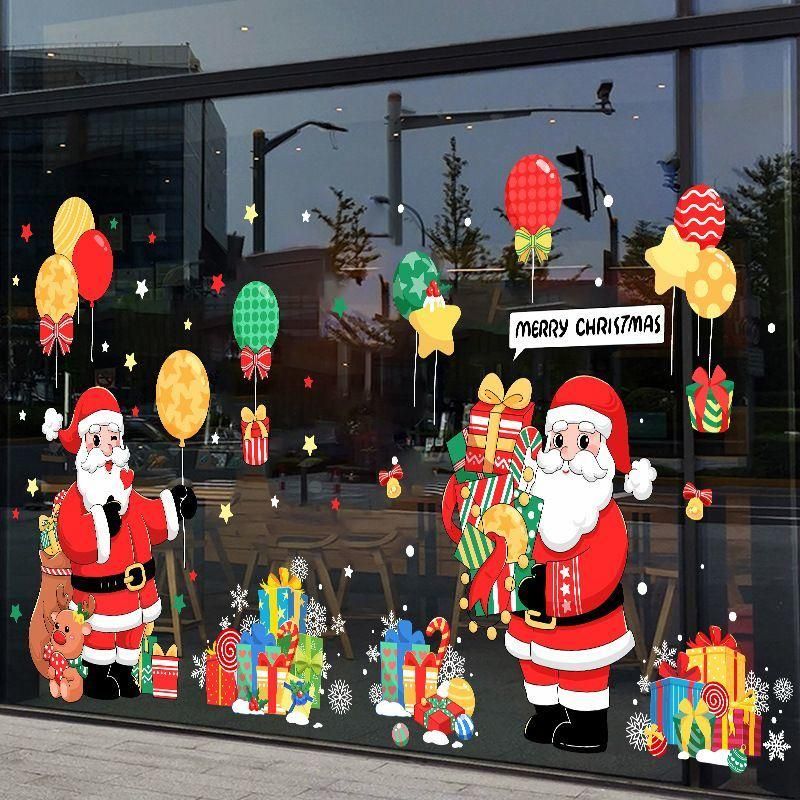 Christmas Shop Window Decorative Wall Glass Static Stickers