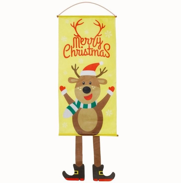 Christmas Decorations Banners Santa Deer Background Hanging Flag Banner