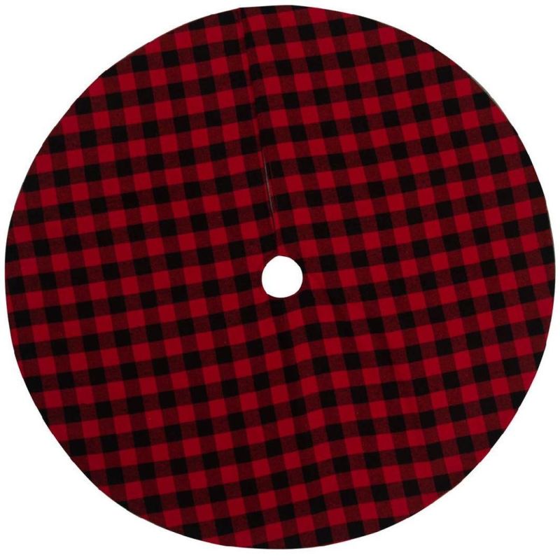 2020 New Christmas Red and Black Plaid Tree Skirt Cross Border Hot Sale Christmas Tree Skirt Apron Christmas Tree Decorations