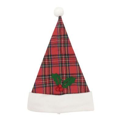 Hot Wholesale Personalized Funny Felt Plaid Santa Christmas Hat