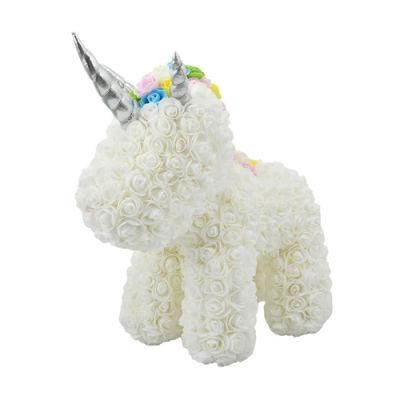 Inunion Factory Direct Sale Lovely Foam Unicorn PE Foam Rose Bear Made From Rose