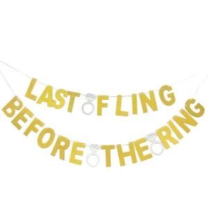 Glitter Gold Alphabet Last Fling Banner for Bachelorette Party Decoration