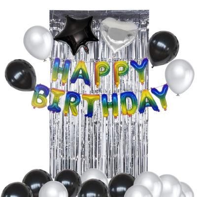Balloons 40 Helium Set 2021 New Black Silver Theme Bachelor Birthday Party Decorations Kits for Boy
