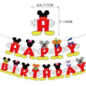 Cartoon Mickey Birthday Banner Mickey Minnie Party Decorations