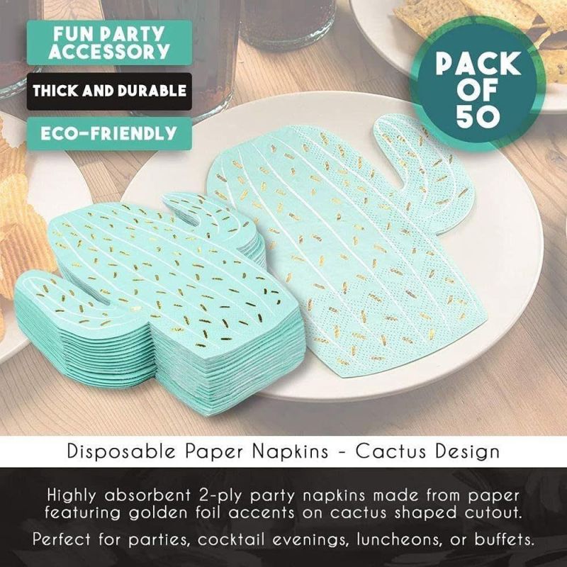 Fiesta Party Decorations, Cactus Napkins (Green, 50-Pack) Die-Cut