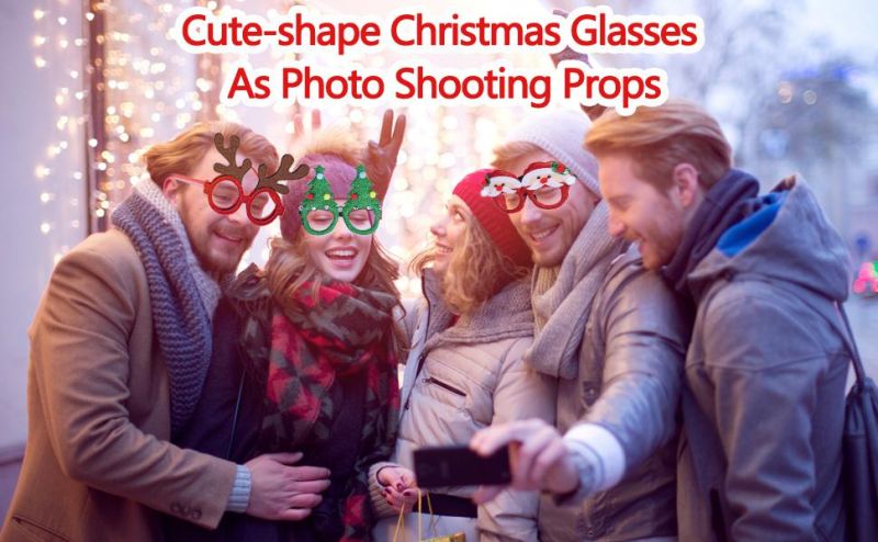 Christmas Glasses Glitter Party Glasses Frames Christmas Decoration Costume Eyeglasses for Christmas Parties Holiday Favors Photo Booth