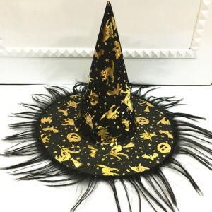 Halloween Hat Masquerade Dress up Wizard Hat Pumpkin Bronzing Hat