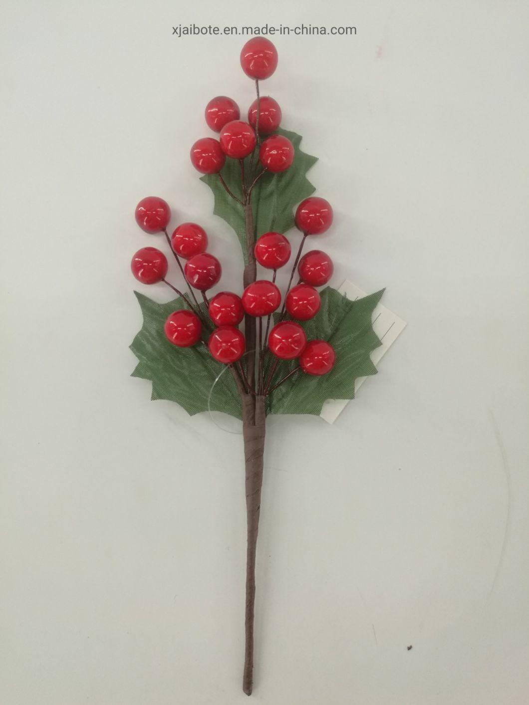 High Quality Artificial Christmas Glitter Red Berry Branch Picks for Xmas Decoration